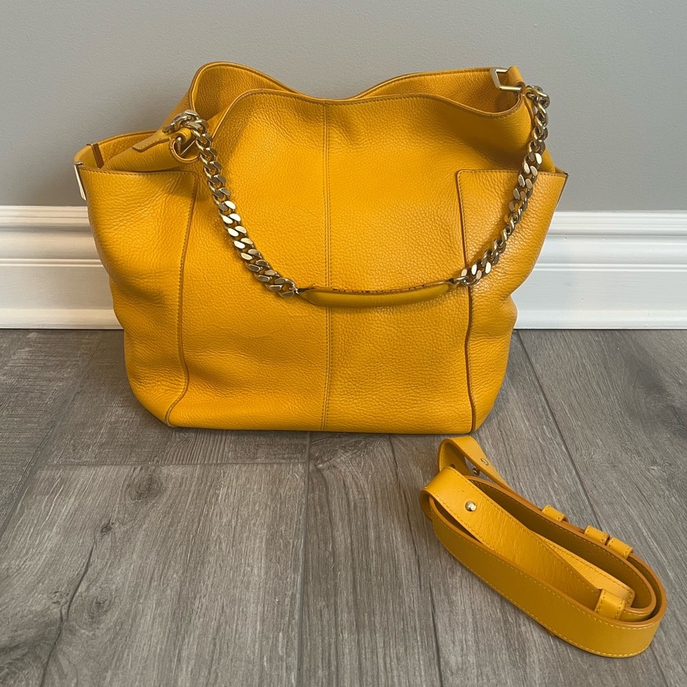 Jimmy Choo Yellow Calfskin Leather Hobo Bag